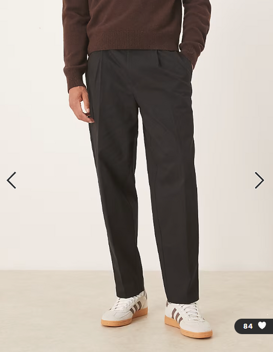 ASOS DESIGN smart 100% cotton oversized tapered trousers in black