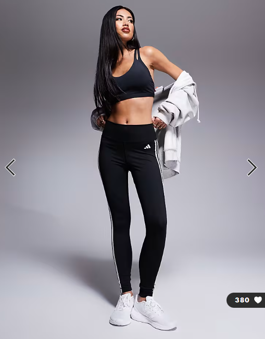 adidas Training Essentials 3 stripe 7/8 leggings in black