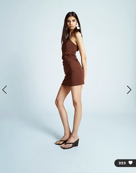 Topshop one shoulder mini dress in chocolate brown
