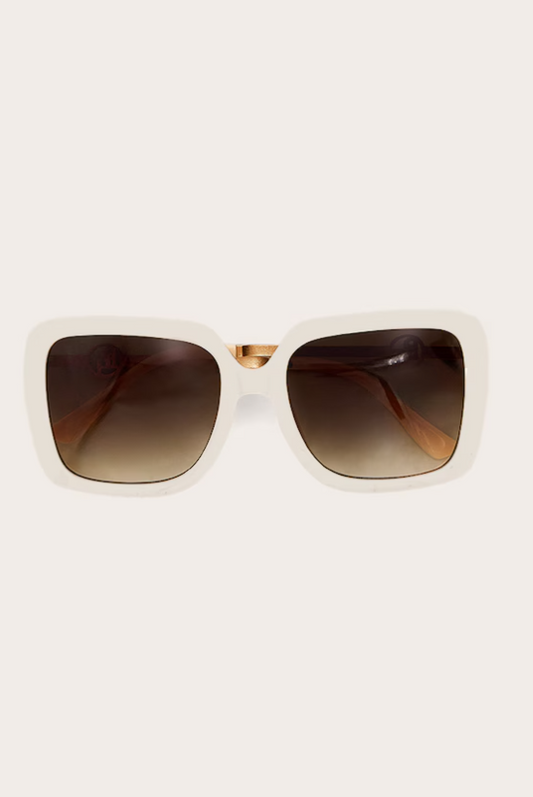 Cream Branded Oversized Square Sunglasses