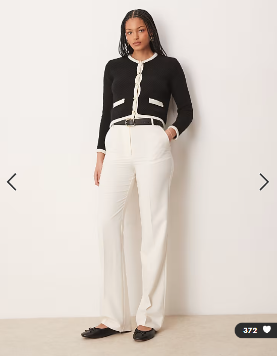 ASOS DESIGN Tall slim straight tailored trousers in cream
