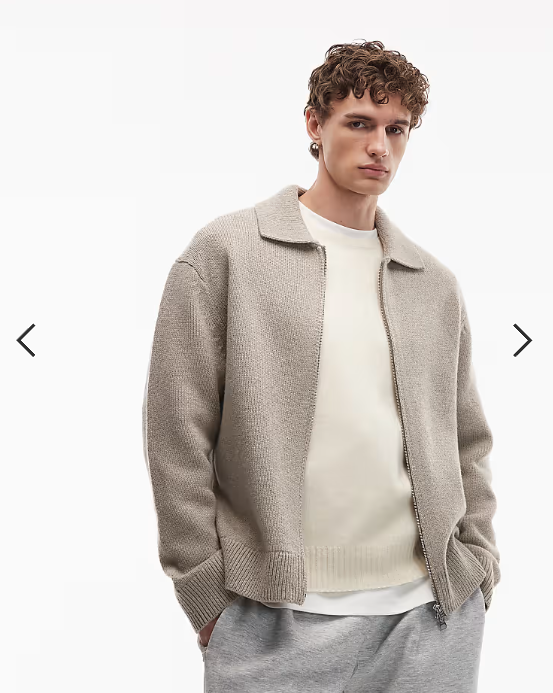 ARKET pure wool half zip oversized polo jumper in washed beige