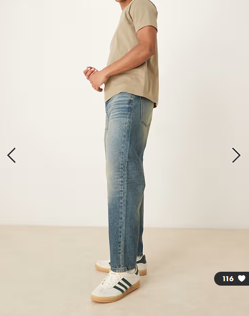 ASOS DESIGN relaxed tapered jeans in dark wash blue with tint