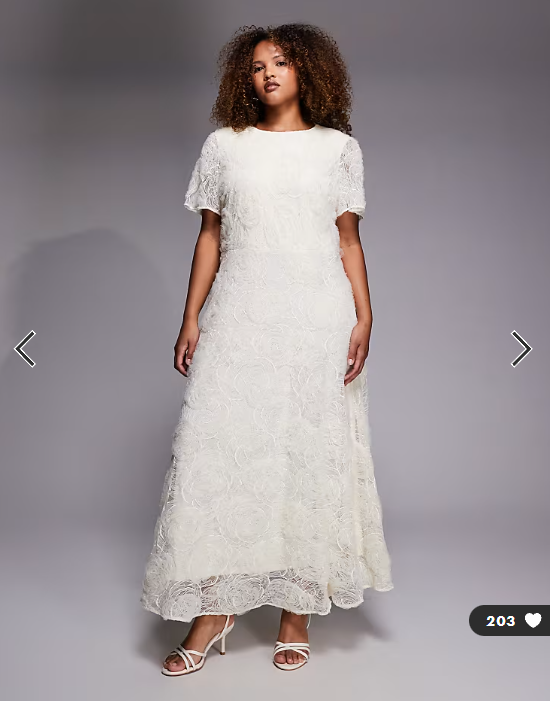 Forever New Curve Bridal lace midaxi dress in cream