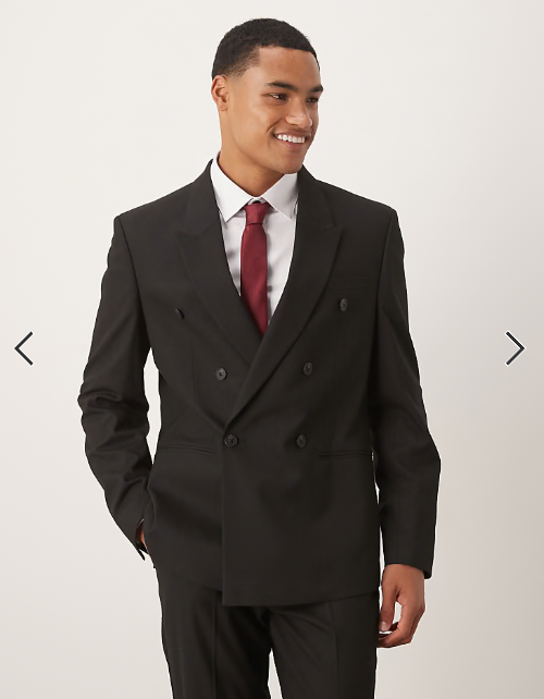 ASOS DESIGN double breasted slim suit jacket in black