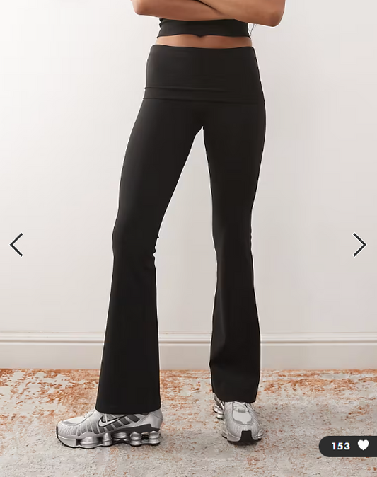 Weekday mix and match yoga seamless stretch flared leggings in black
