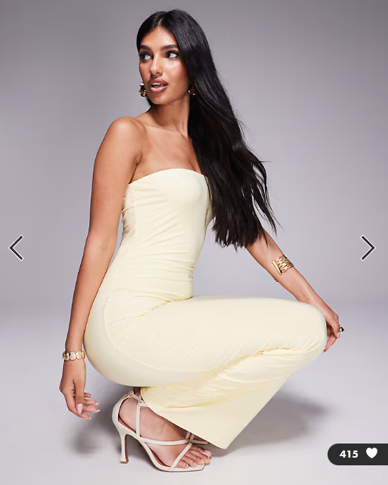 Fashionkilla exclusive slinky double sculpted bandeau maxi dress in lemon