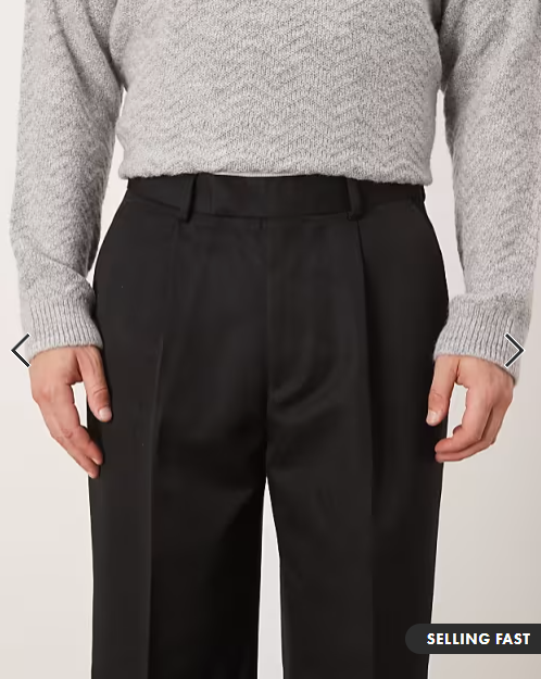 ASOS DESIGN smart pleated wide leg trousers in black