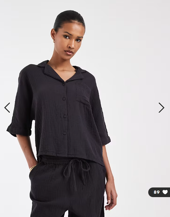 ONLY cheesecloth button down shirt co-ord in wash black