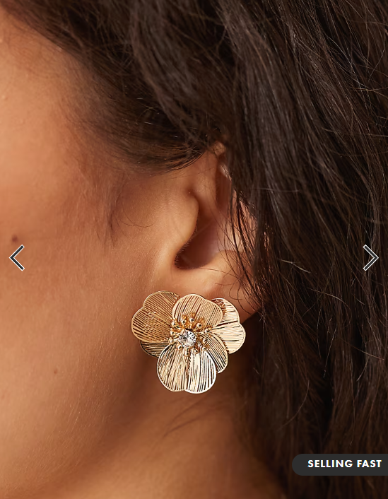 ASOS DESIGN small stud earrings with mini wire-floral design in gold tone