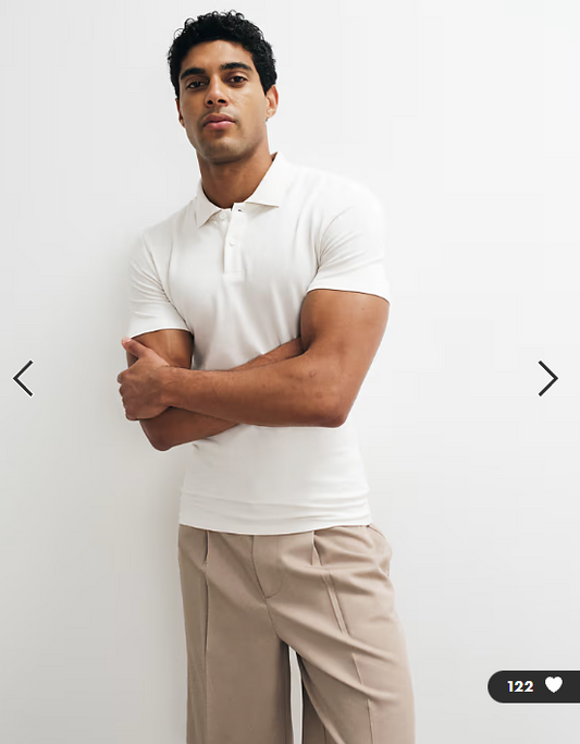 ASOS DESIGN Essentials muscle fit polo in cream pique.