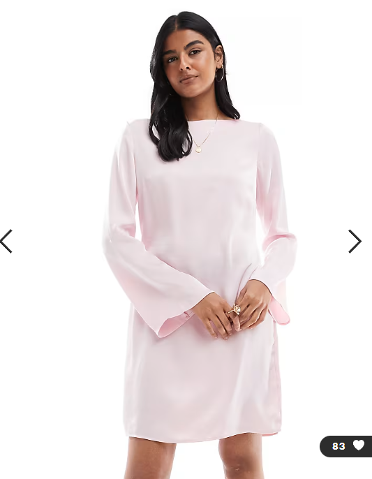 Vero Moda bell sleeve satin mini dress in blossom pink