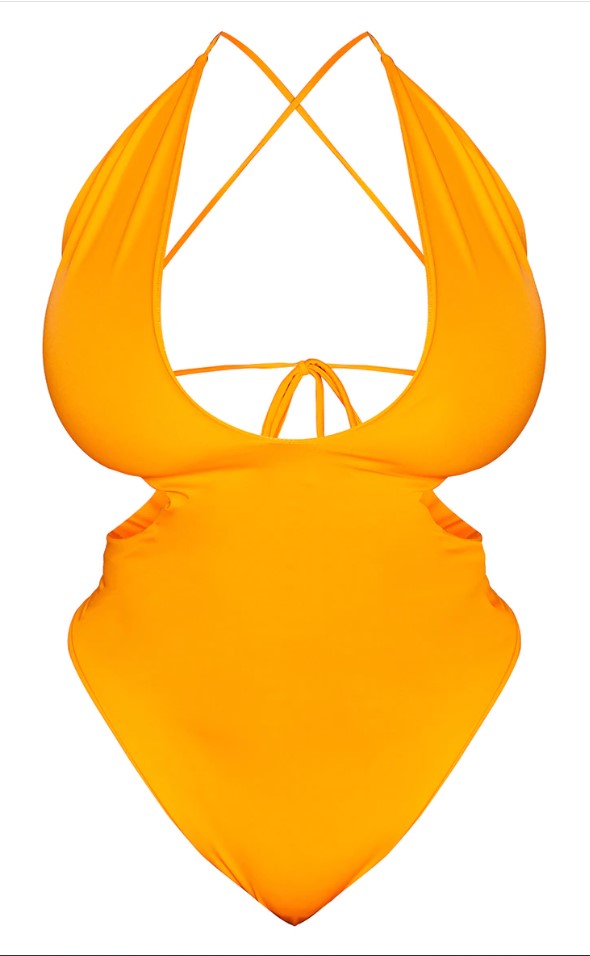 Plus Orange Cross Front Cut Out Swimsuit