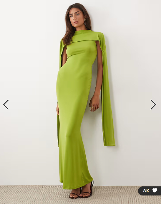 ASOS DESIGN slinky sleeveless maxi dress with extreme cape shoulder detail in bright green