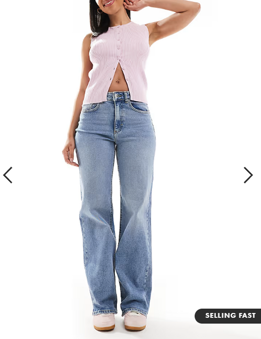 ONLY Juicy high waisted wide leg jeans in light blue denim