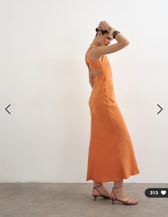 Topshop cross back midi cupro dress in orange