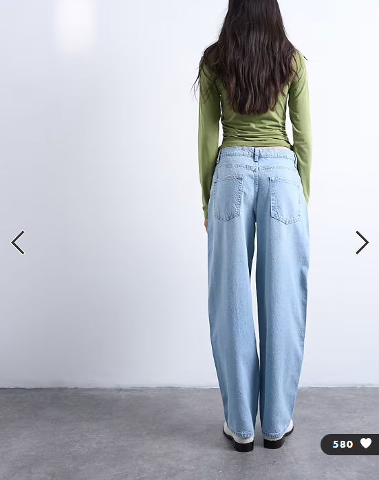 Topshop Lowrie low rise baggy jean in bleach