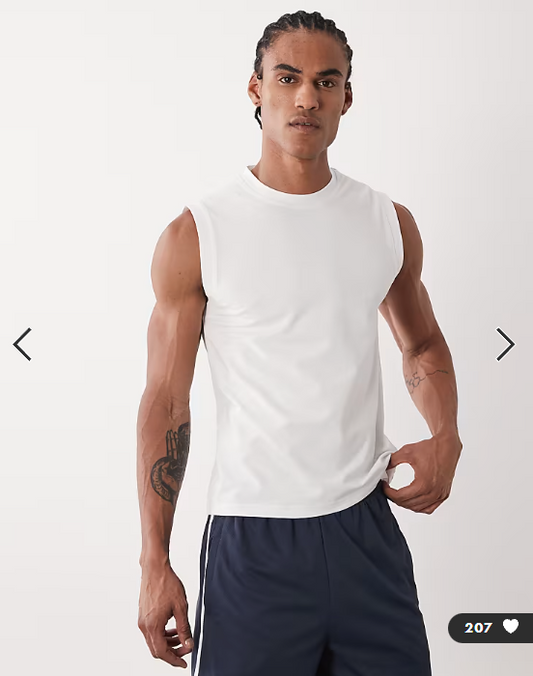 4505 shrunken muscle fit cotton tank with quick dry finish in white.