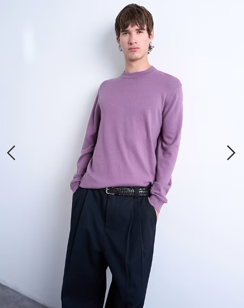 Topman essential knitted crew neck in purple