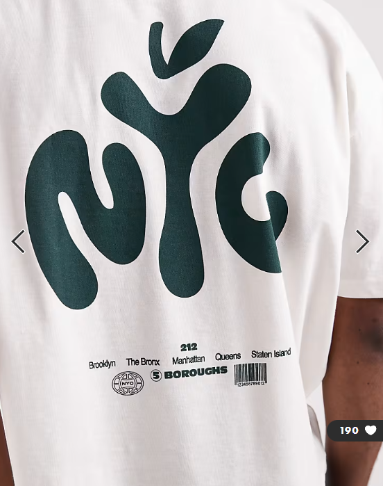 ASOS DESIGN boxy oversized T-shirt with NYC bubble text print in cream.
