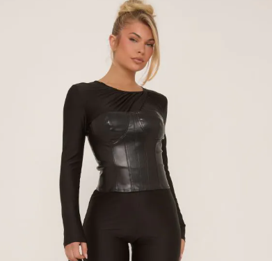 Corset With Pu Underwired Corset