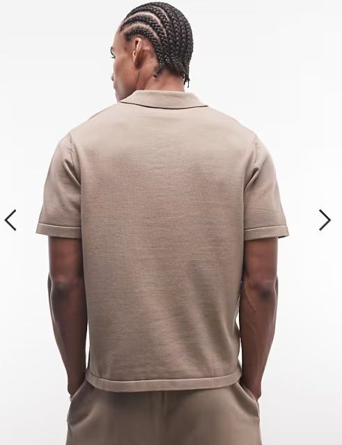 ASOS DESIGN knitted co-ord notch neck in stone