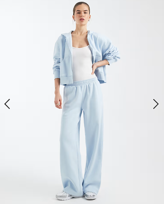 ASOS DESIGN wide leg brushback jogger in baby blue