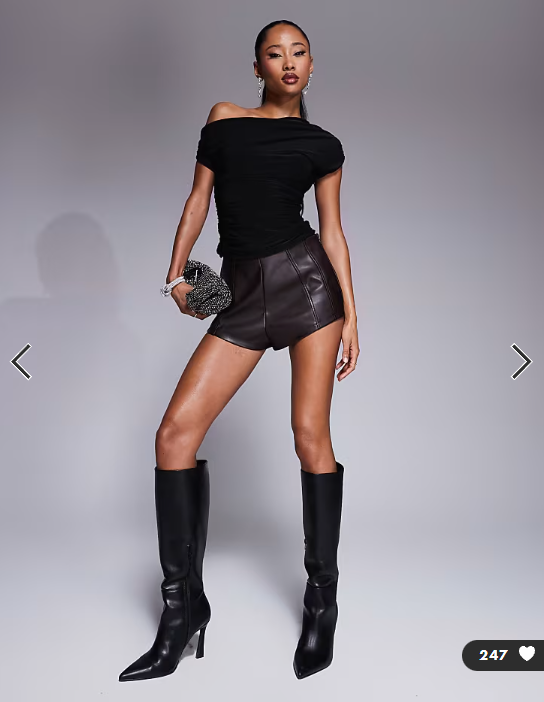 Kaiia exclusive double layered slinky drape off shoulder top in black