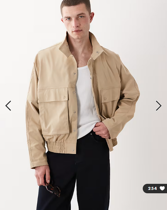 ASOS DESIGN oversized harrington jacket with funnel neck