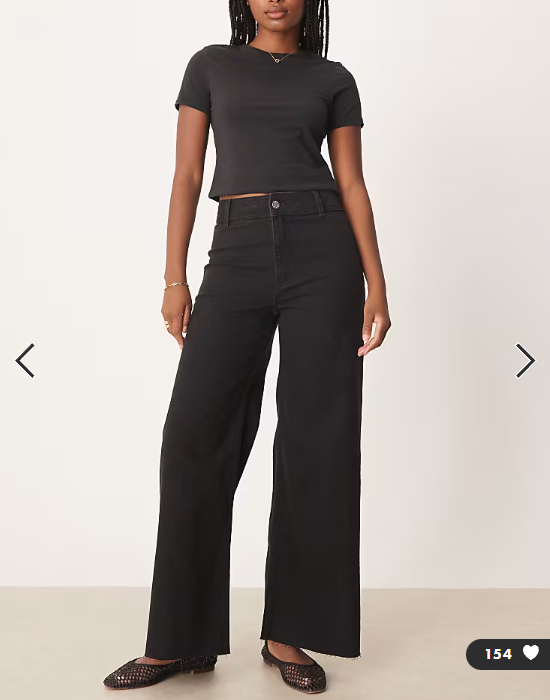 Mango Catherin wide leg jeans in black