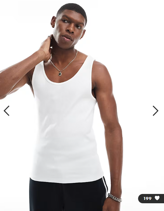 ASOS DESIGN Essentials muscle fit vest in white rib