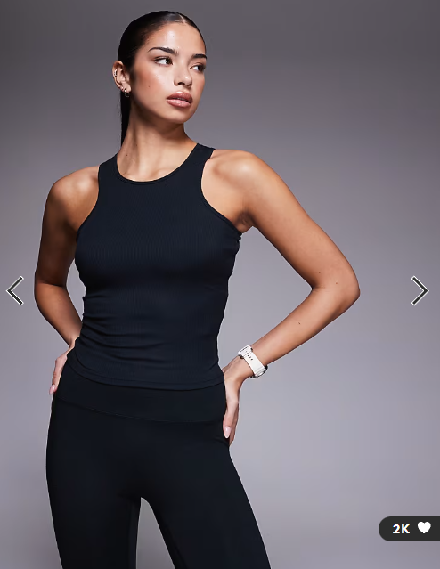 4505 plush lightweight ribbed racer vest with inner bra and removeable padding in black