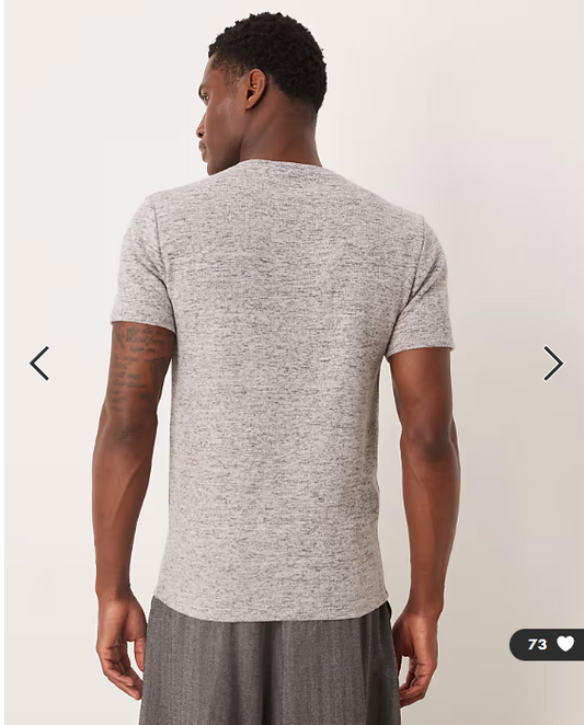 ASOS DESIGN heavyweight slim t-shirt in grey marl brushed texture .