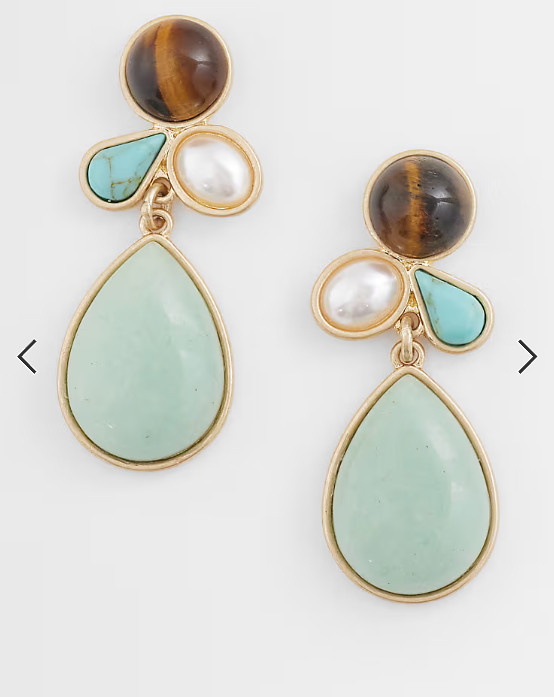 Reclaimed Vintage gem stone drop earrings in gold