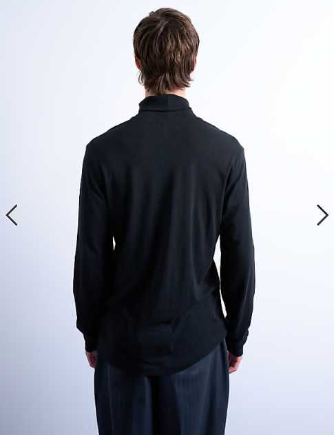 Topman relaxed fit roll neck long sleeve t-shirt in black .