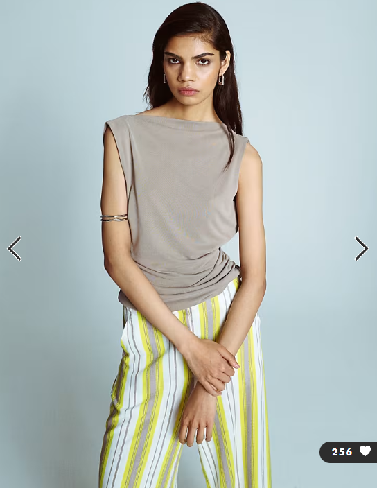 Topshop cupro cowl back tank top in taupe