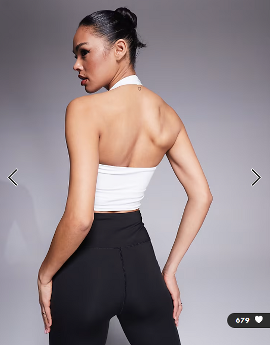 4505 halter neck performance vest with inner bra in white