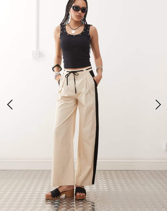 Reclaimed Vintage linen blend trouser with side stripe detail