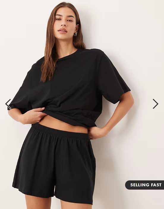 ASOS DESIGN mix & match cotton pyjama short in black
