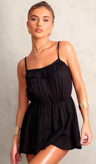Black Frill Top Edge Playsuit