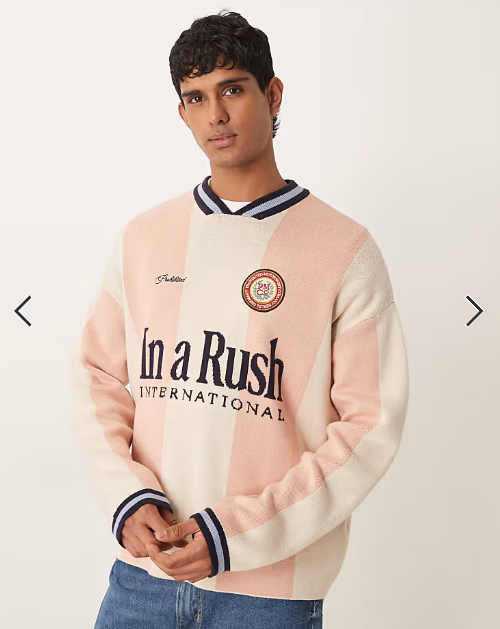 Prohibited overdrive knitted long sleeve jumper in pink