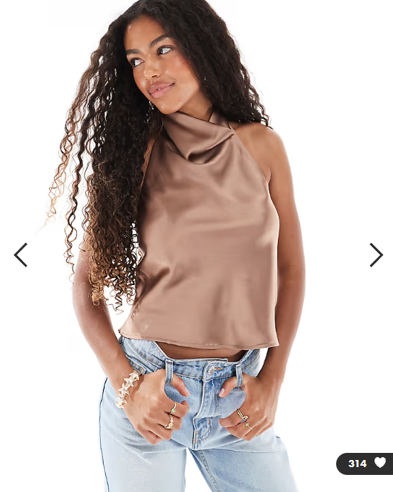 New Look satin halter top in mink