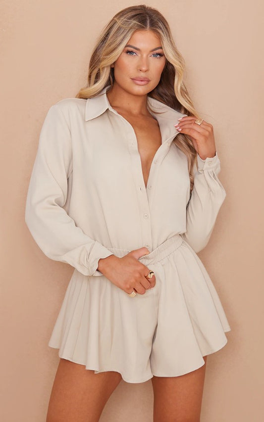 Stone Long Sleeve Oversized Shirt