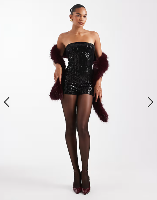 The Frolic exclusive sequin bandeau playsuit in black