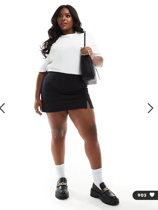 ASOS DESIGN Curve tennis skort in black