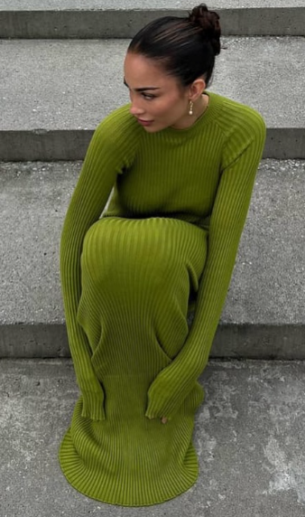Na-kd - open back knitted maxi dress green