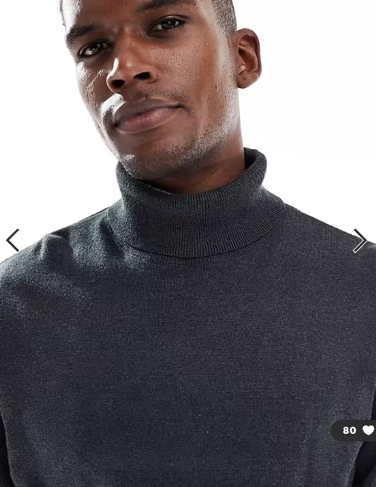 Jack & Jones roll neck jumper in dark grey