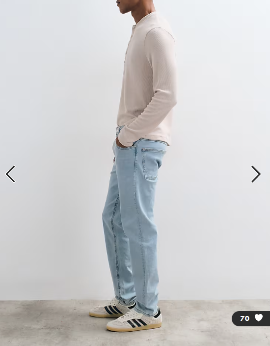 ASOS DESIGN stretch slim jeans in light wash blue
