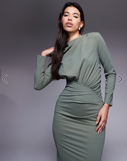 Daska ruched maxi dress in olive