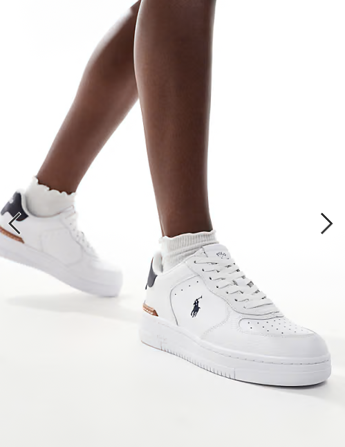 Polo Ralph Lauren masters court leather trainer with logo in white